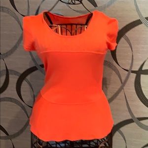 BCBG Orange Short Sleeve Top Blouse Size S